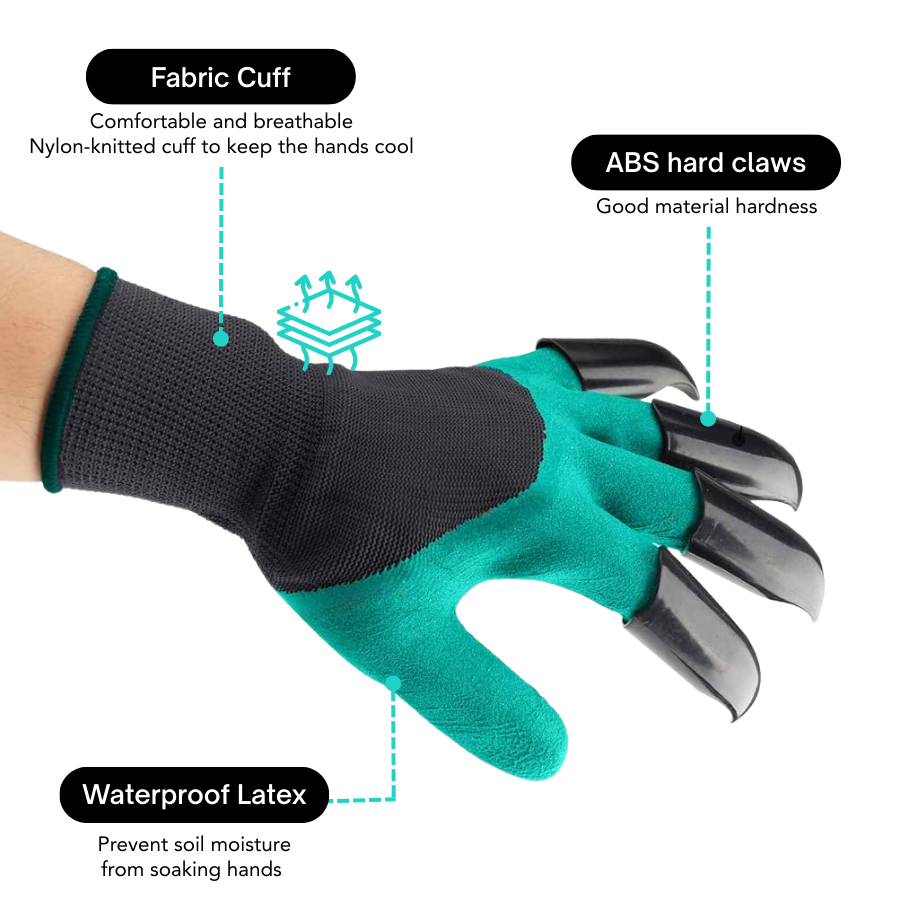 Oveallgo® Gardening Gloves - Universal Waterproof Gloves with Claws for Digging, Planting & Weeding