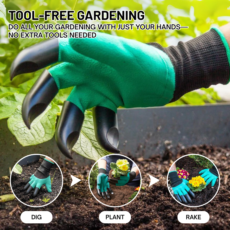 Oveallgo® Gardening Gloves - Universal Waterproof Gloves with Claws for Digging, Planting & Weeding