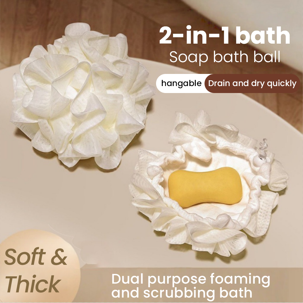 Oveallgo® 2-in-1 Dual-Sided Shower Ball with Soap Pocket | Ultra-Soft, Rich Foam, Quick-Dry